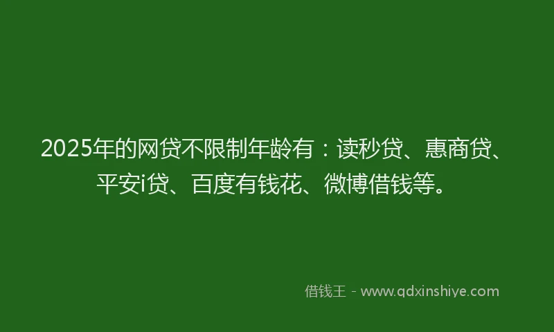2025年的网贷不限制年龄有：读秒贷、惠商贷、平安i贷、百度有钱花、微博借钱等。