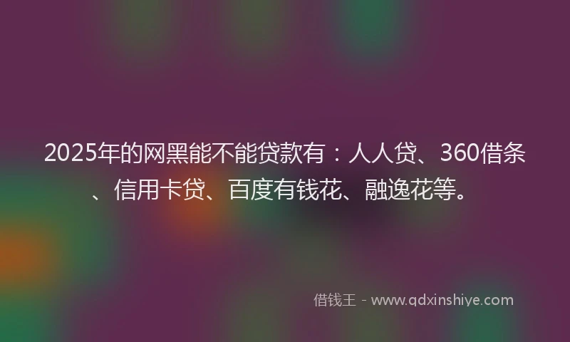 2025年的网黑能不能贷款有：人人贷、360借条、信用卡贷、百度有钱花、融逸花等。