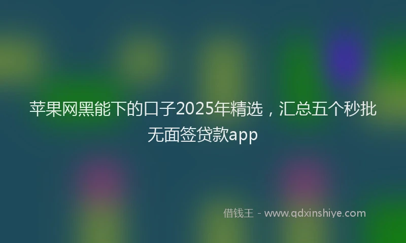 苹果网黑能下的口子2025年精选，汇总五个秒批无面签贷款app