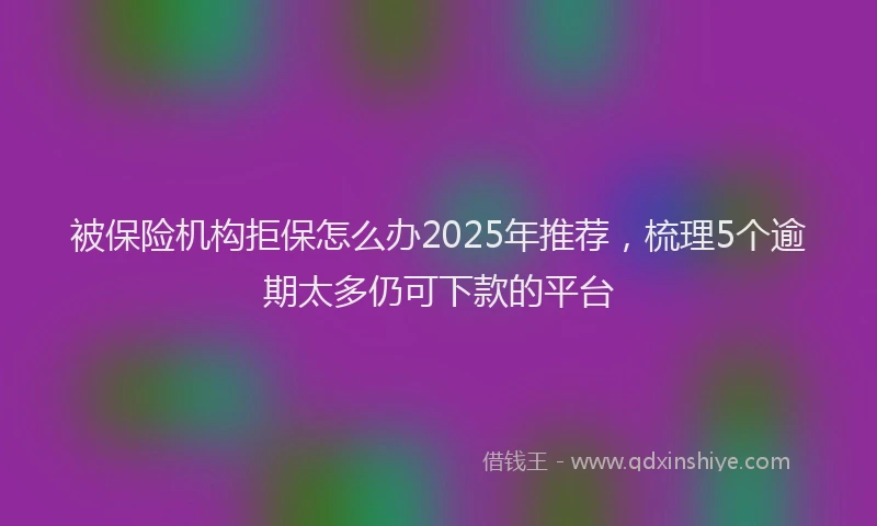 被保险机构拒保怎么办2025年推荐，梳理5个逾期太多仍可下款的平台