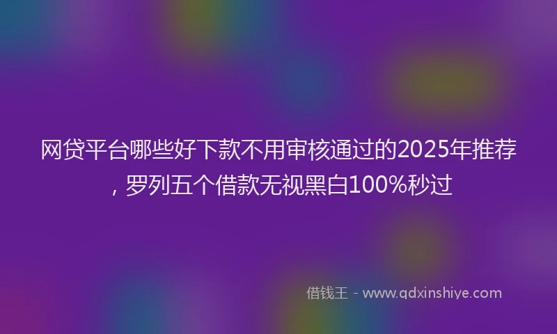 网贷平台哪些好下款不用审核通过的2025年推荐，罗列五个借款无视黑白100%秒过