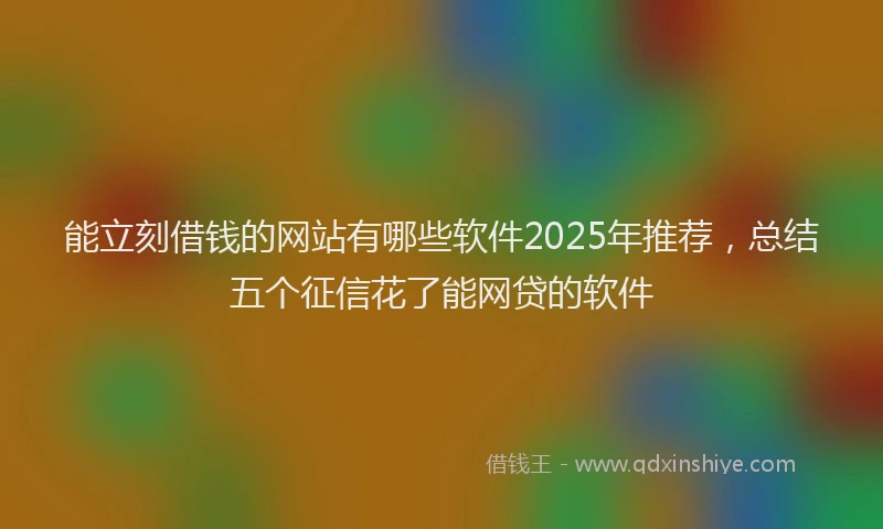 能立刻借钱的网站有哪些软件2025年推荐，总结五个征信花了能网贷的软件