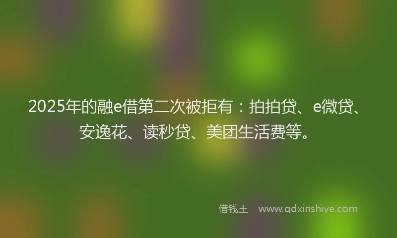 2025年的融e借第二次被拒有：拍拍贷、e微贷、安逸花、读秒贷、美团生活费等。