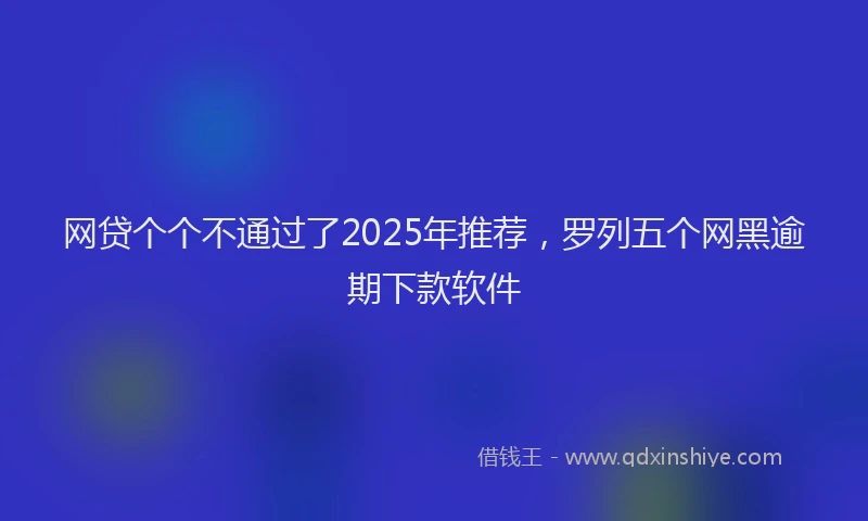 网贷个个不通过了2025年推荐，罗列五个网黑逾期下款软件