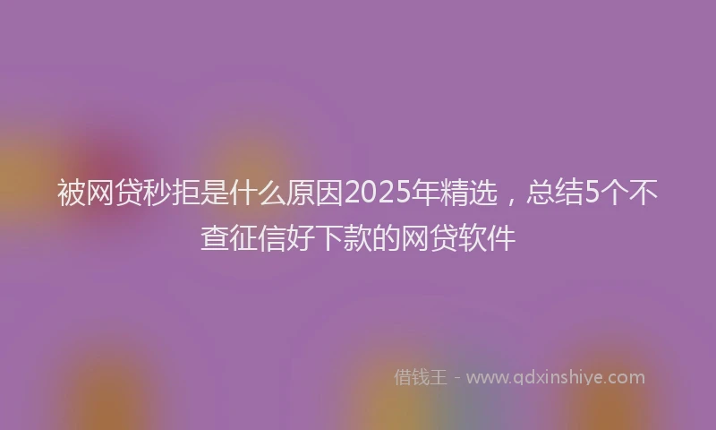 被网贷秒拒是什么原因2025年精选，总结5个不查征信好下款的网贷软件