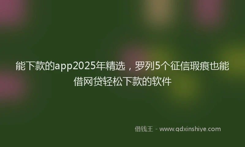 能下款的app2025年精选，罗列5个征信瑕疵也能借网贷轻松下款的软件