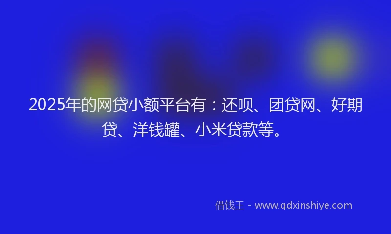 2025年的网贷小额平台有：还呗、团贷网、好期贷、洋钱罐、小米贷款等。