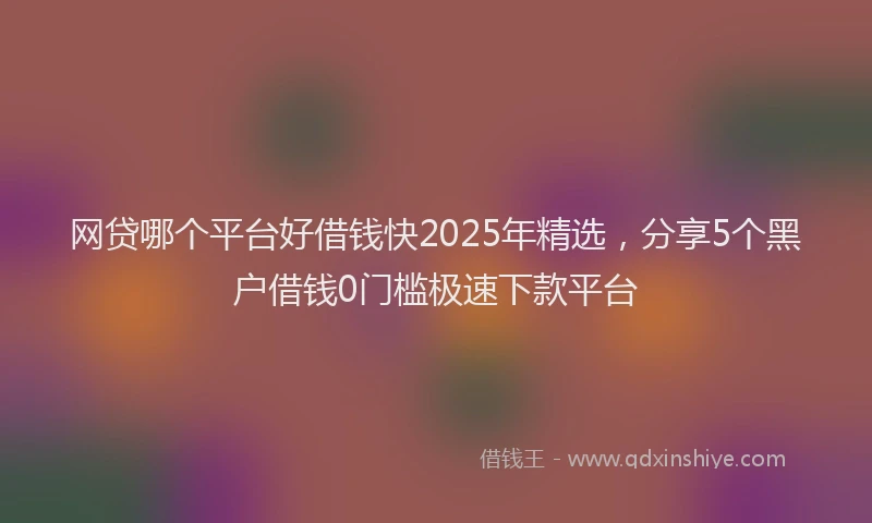 网贷哪个平台好借钱快2025年精选，分享5个黑户借钱0门槛极速下款平台