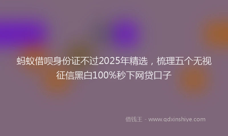 蚂蚁借呗身份证不过2025年精选，梳理五个无视征信黑白100%秒下网贷口子