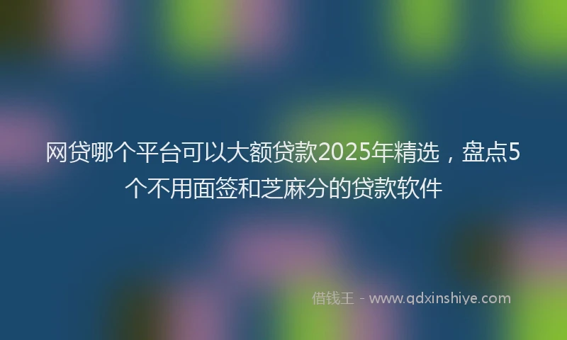 网贷哪个平台可以大额贷款2025年精选，盘点5个不用面签和芝麻分的贷款软件