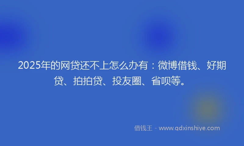 2025年的网贷还不上怎么办有：微博借钱、好期贷、拍拍贷、投友圈、省呗等。