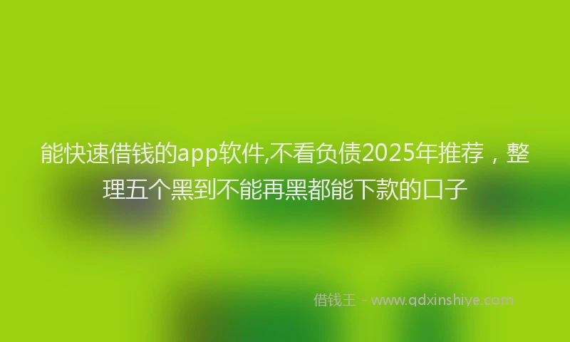 能快速借钱的app软件,不看负债2025年推荐，整理五个黑到不能再黑都能下款的口子