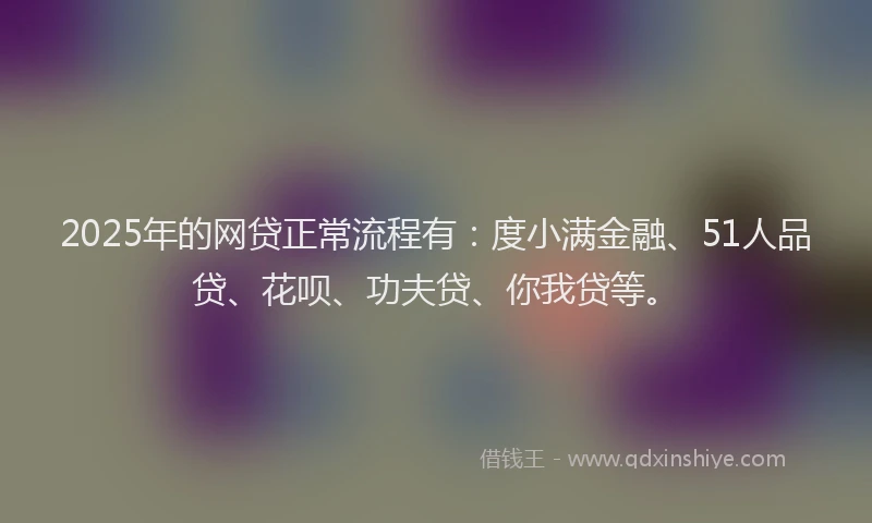 2025年的网贷正常流程有：度小满金融、51人品贷、花呗、功夫贷、你我贷等。