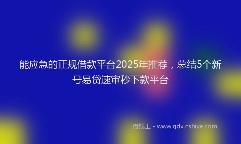 能应急的正规借款平台2025年推荐，总结5个新号易贷速审秒下款平台