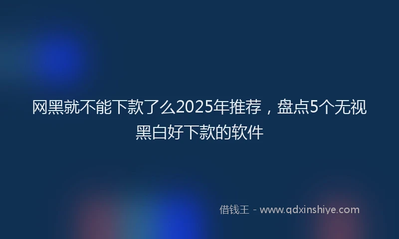 网黑就不能下款了么2025年推荐，盘点5个无视黑白好下款的软件