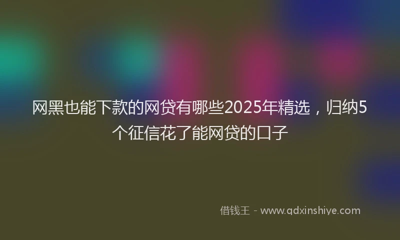 网黑也能下款的网贷有哪些2025年精选，归纳5个征信花了能网贷的口子