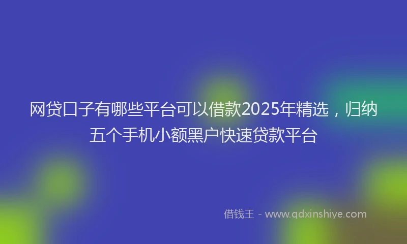 网贷口子有哪些平台可以借款2025年精选，归纳五个手机小额黑户快速贷款平台