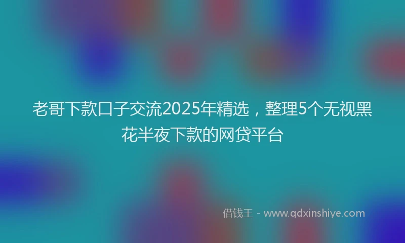 老哥下款口子交流2025年精选，整理5个无视黑花半夜下款的网贷平台