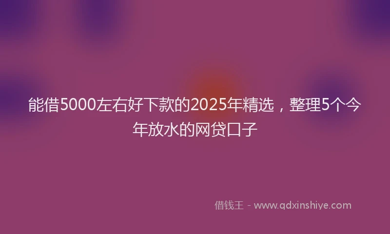 能借5000左右好下款的2025年精选，整理5个今年放水的网贷口子