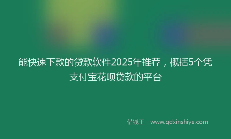能快速下款的贷款软件2025年推荐，概括5个凭支付宝花呗贷款的平台