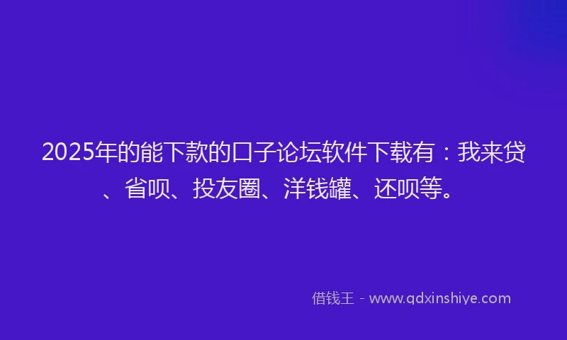 2025年的能下款的口子论坛软件下载有：我来贷、省呗、投友圈、洋钱罐、还呗等。