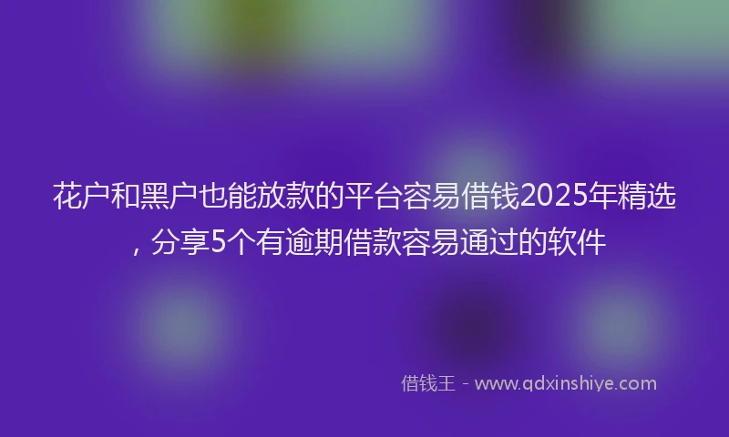 花户和黑户也能放款的平台容易借钱2025年精选，分享5个有逾期借款容易通过的软件