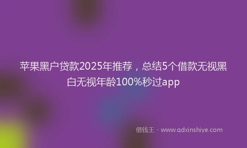 苹果黑户贷款2025年推荐，总结5个借款无视黑白无视年龄100%秒过app