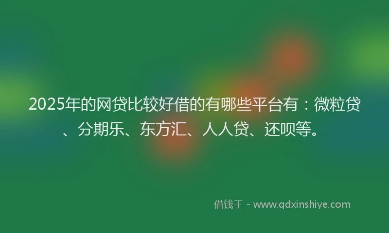 2025年的网贷比较好借的有哪些平台有：微粒贷、分期乐、东方汇、人人贷、还呗等。