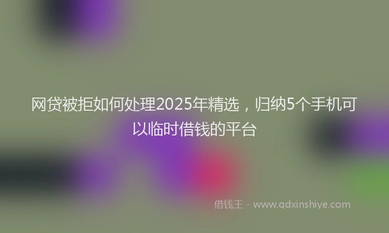 网贷被拒如何处理2025年精选，归纳5个手机可以临时借钱的平台