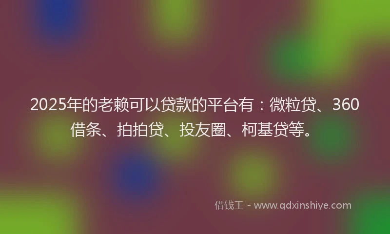 2025年的老赖可以贷款的平台有：微粒贷、360借条、拍拍贷、投友圈、柯基贷等。