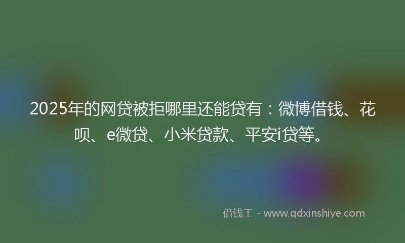 2025年的网贷被拒哪里还能贷有：微博借钱、花呗、e微贷、小米贷款、平安i贷等。
