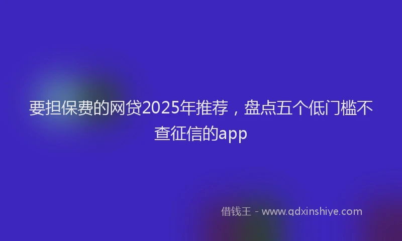 要担保费的网贷2025年推荐，盘点五个低门槛不查征信的app