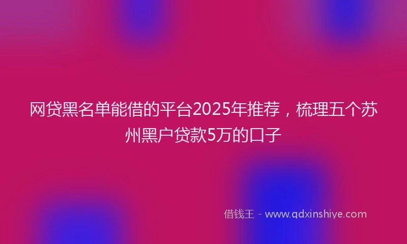 网贷黑名单能借的平台2025年推荐，梳理五个苏州黑户贷款5万的口子