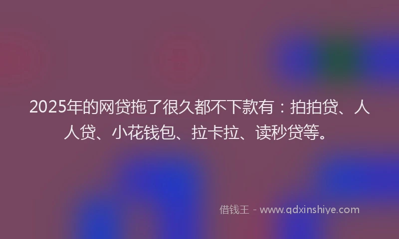 2025年的网贷拖了很久都不下款有：拍拍贷、人人贷、小花钱包、拉卡拉、读秒贷等。