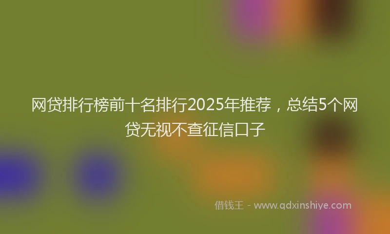 网贷排行榜前十名排行2025年推荐，总结5个网贷无视不查征信口子