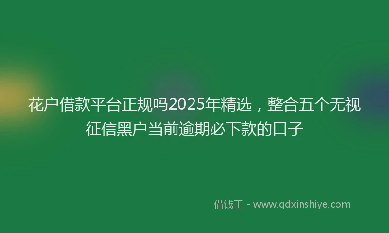 花户借款平台正规吗2025年精选，整合五个无视征信黑户当前逾期必下款的口子