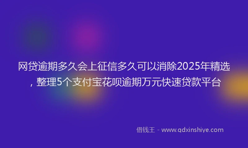 网贷逾期多久会上征信多久可以消除2025年精选，整理5个支付宝花呗逾期万元快速贷款平台