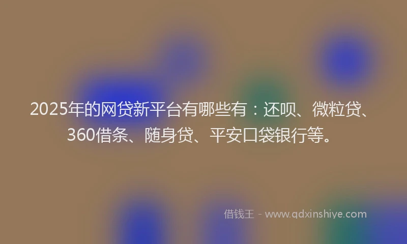 2025年的网贷新平台有哪些有：还呗、微粒贷、360借条、随身贷、平安口袋银行等。