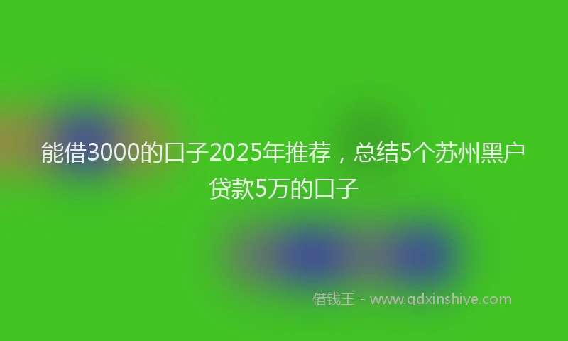 能借3000的口子2025年推荐，总结5个苏州黑户贷款5万的口子