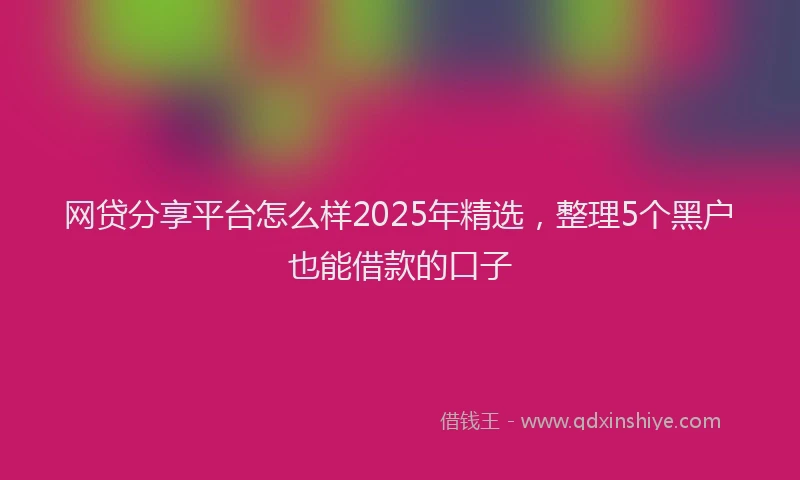 网贷分享平台怎么样2025年精选，整理5个黑户也能借款的口子