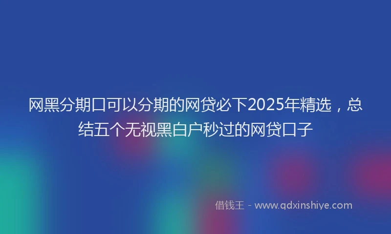 网黑分期口可以分期的网贷必下2025年精选，总结五个无视黑白户秒过的网贷口子