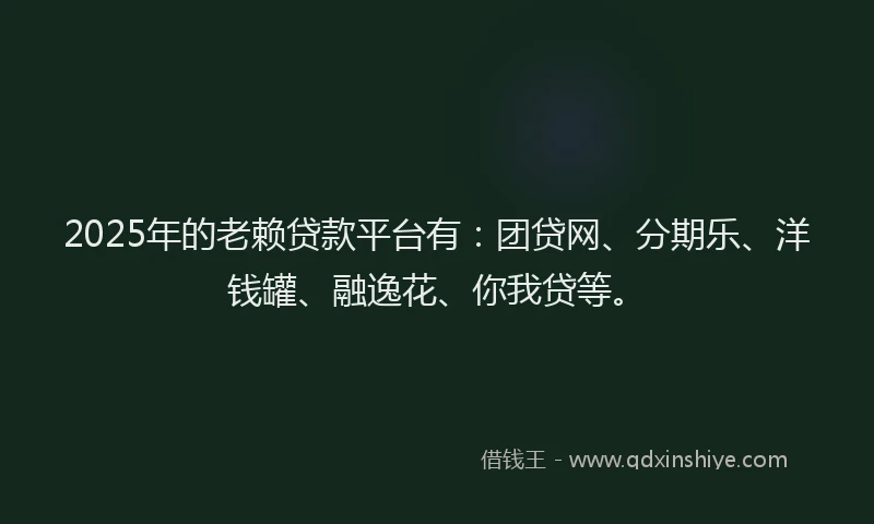 2025年的老赖贷款平台有：团贷网、分期乐、洋钱罐、融逸花、你我贷等。