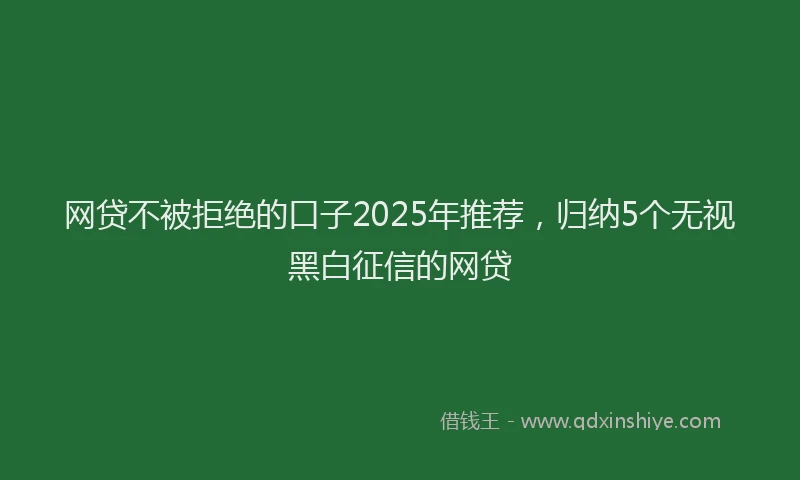 网贷不被拒绝的口子2025年推荐，归纳5个无视黑白征信的网贷