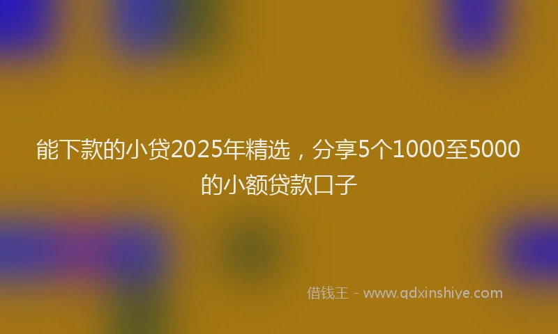 能下款的小贷2025年精选，分享5个1000至5000的小额贷款口子