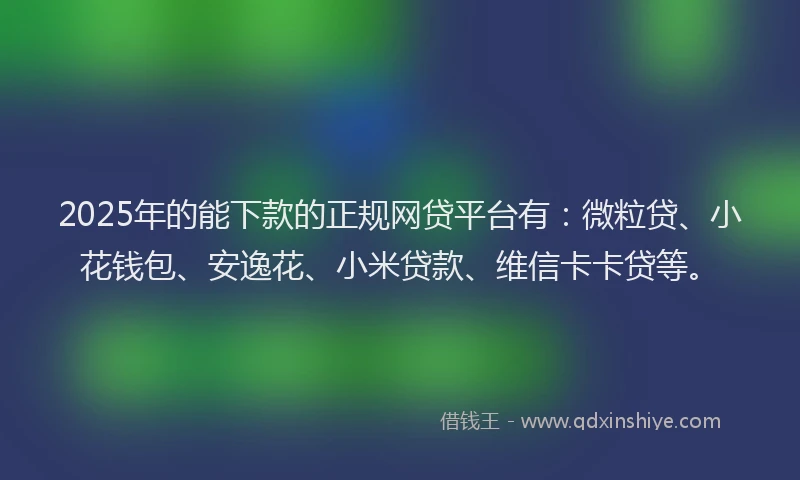 2025年的能下款的正规网贷平台有：微粒贷、小花钱包、安逸花、小米贷款、维信卡卡贷等。