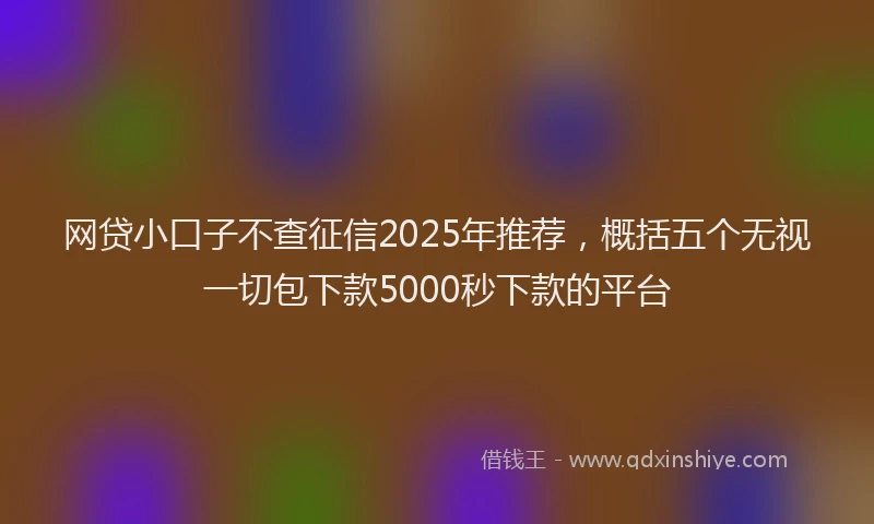 网贷小口子不查征信2025年推荐，概括五个无视一切包下款5000秒下款的平台