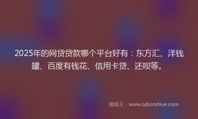 2025年的网贷贷款哪个平台好有：东方汇、洋钱罐、百度有钱花、信用卡贷、还呗等。