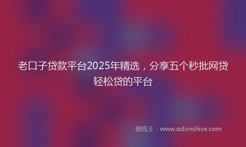 老口子贷款平台2025年精选，分享五个秒批网贷轻松贷的平台