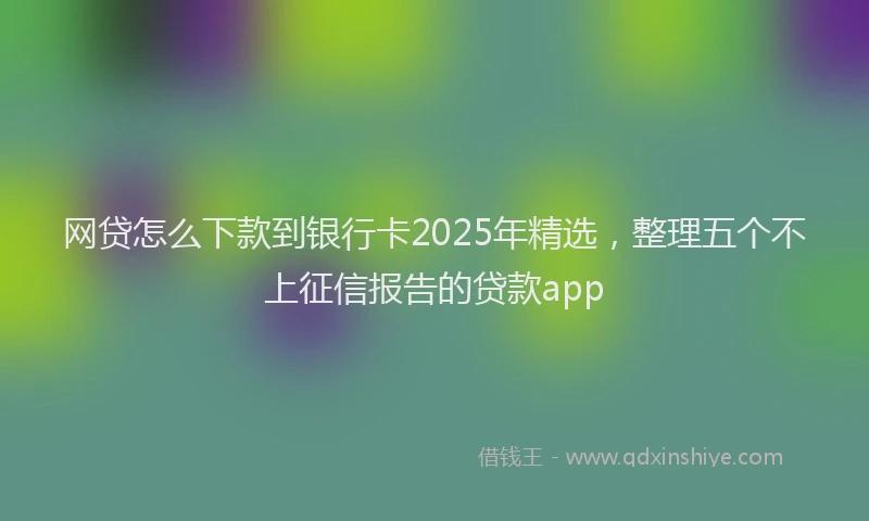网贷怎么下款到银行卡2025年精选，整理五个不上征信报告的贷款app