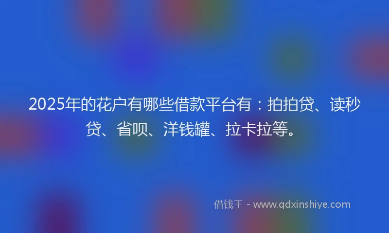 2025年的花户有哪些借款平台有：拍拍贷、读秒贷、省呗、洋钱罐、拉卡拉等。